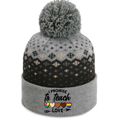 I Promise To Teach Love Diversity Equality The Baniff Cuffed Pom Beanie