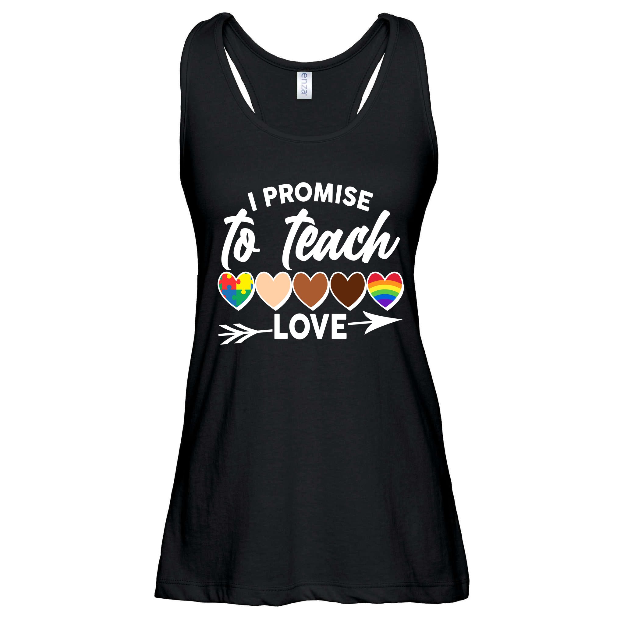 I Promise To Teach Love Diversity Equality Ladies Essential Flowy Tank