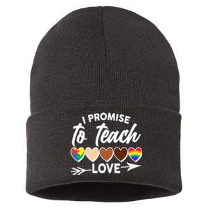 I Promise To Teach Love Diversity Equality Sustainable Knit Beanie