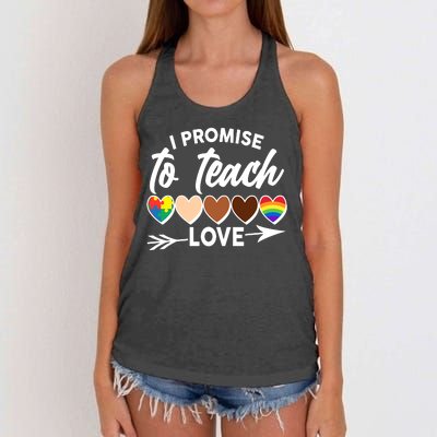 I Promise To Teach Love Diversity Equality Women's Knotted Racerback Tank