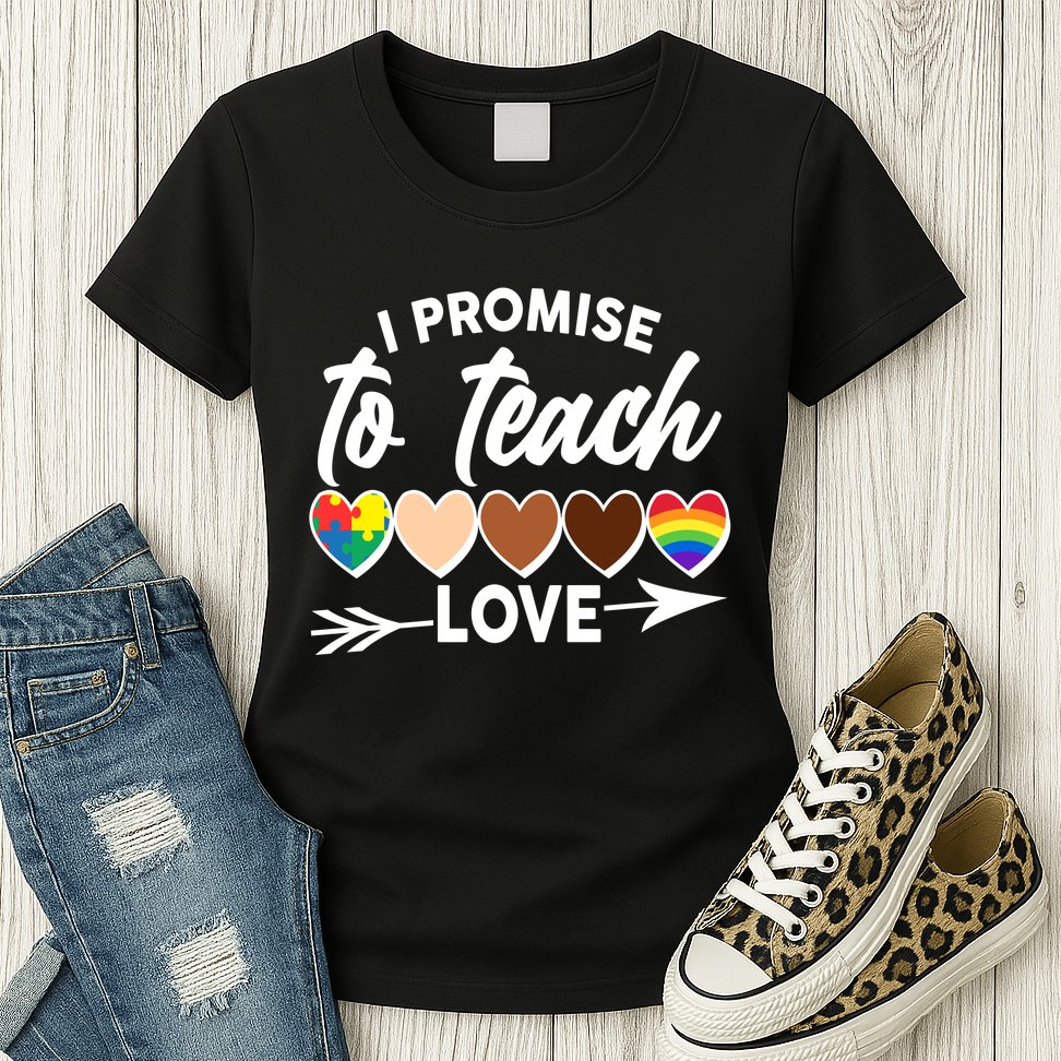 I Promise To Teach Love Diversity Equality Womens T-Shirt