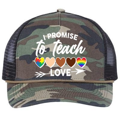 I Promise To Teach Love Diversity Equality Retro Rope Trucker Hat Cap