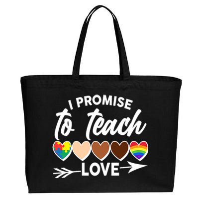 I Promise To Teach Love Diversity Equality Cotton Canvas Jumbo Tote