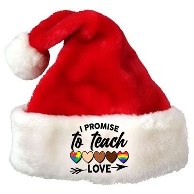 I Promise To Teach Love Diversity Equality Premium Christmas Santa Hat