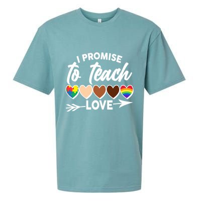 I Promise To Teach Love Diversity Equality Sueded Cloud Jersey T-Shirt