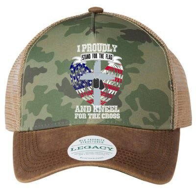 I Proudly Stand For The Flag And Kneel For The Cross Legacy Tie Dye Trucker Hat
