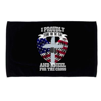 I Proudly Stand For The Flag And Kneel For The Cross Microfiber Hand Towel