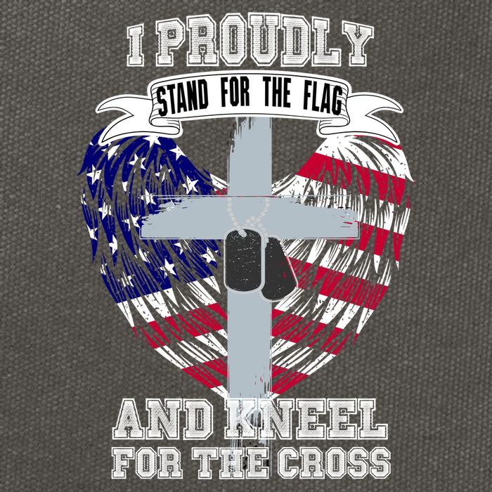 I Proudly Stand For The Flag And Kneel For The Cross Cotton Canvas Backpack