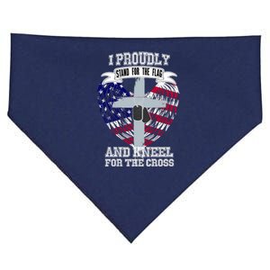 I Proudly Stand For The Flag And Kneel For The Cross USA-Made Doggie Bandana