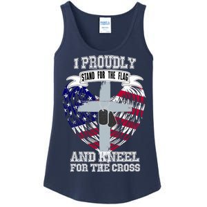 I Proudly Stand For The Flag And Kneel For The Cross Ladies Essential Tank