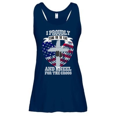 I Proudly Stand For The Flag And Kneel For The Cross Ladies Essential Flowy Tank