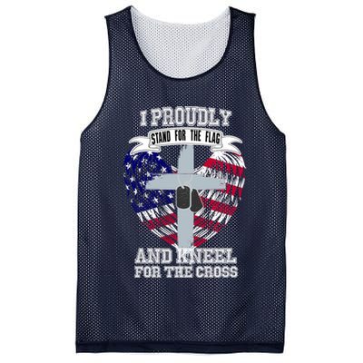 I Proudly Stand For The Flag And Kneel For The Cross Mesh Reversible Basketball Jersey Tank