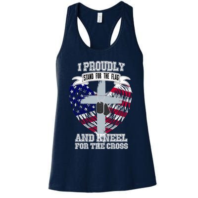 I Proudly Stand For The Flag And Kneel For The Cross Womens Tank Top