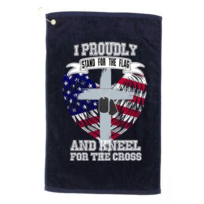 I Proudly Stand For The Flag And Kneel For The Cross Golf Towel