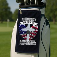 I Proudly Stand For The Flag And Kneel For The Cross Golf Towel