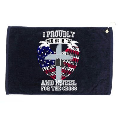 I Proudly Stand For The Flag And Kneel For The Cross Grommeted Golf Towel