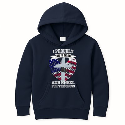I Proudly Stand For The Flag And Kneel For The Cross Kids Hoodie