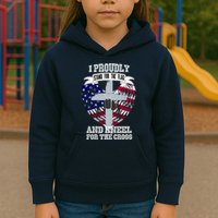 I Proudly Stand For The Flag And Kneel For The Cross Kids Hoodie