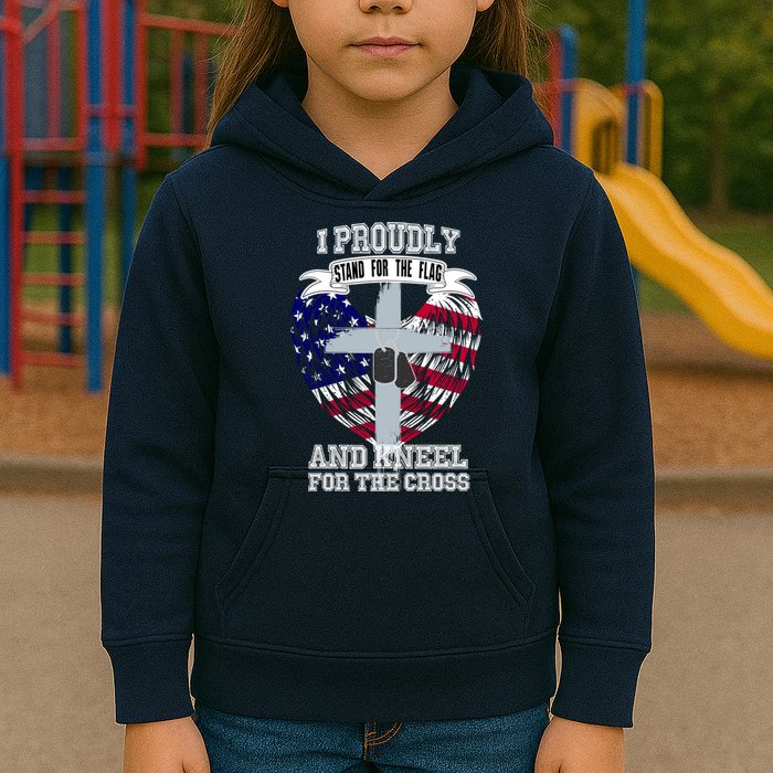 I Proudly Stand For The Flag And Kneel For The Cross Kids Hoodie