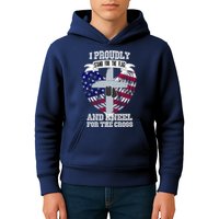 I Proudly Stand For The Flag And Kneel For The Cross Kids Hoodie