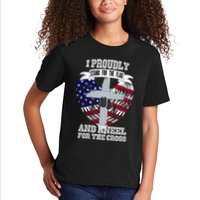 I Proudly Stand For The Flag And Kneel For The Cross Kids T-Shirt