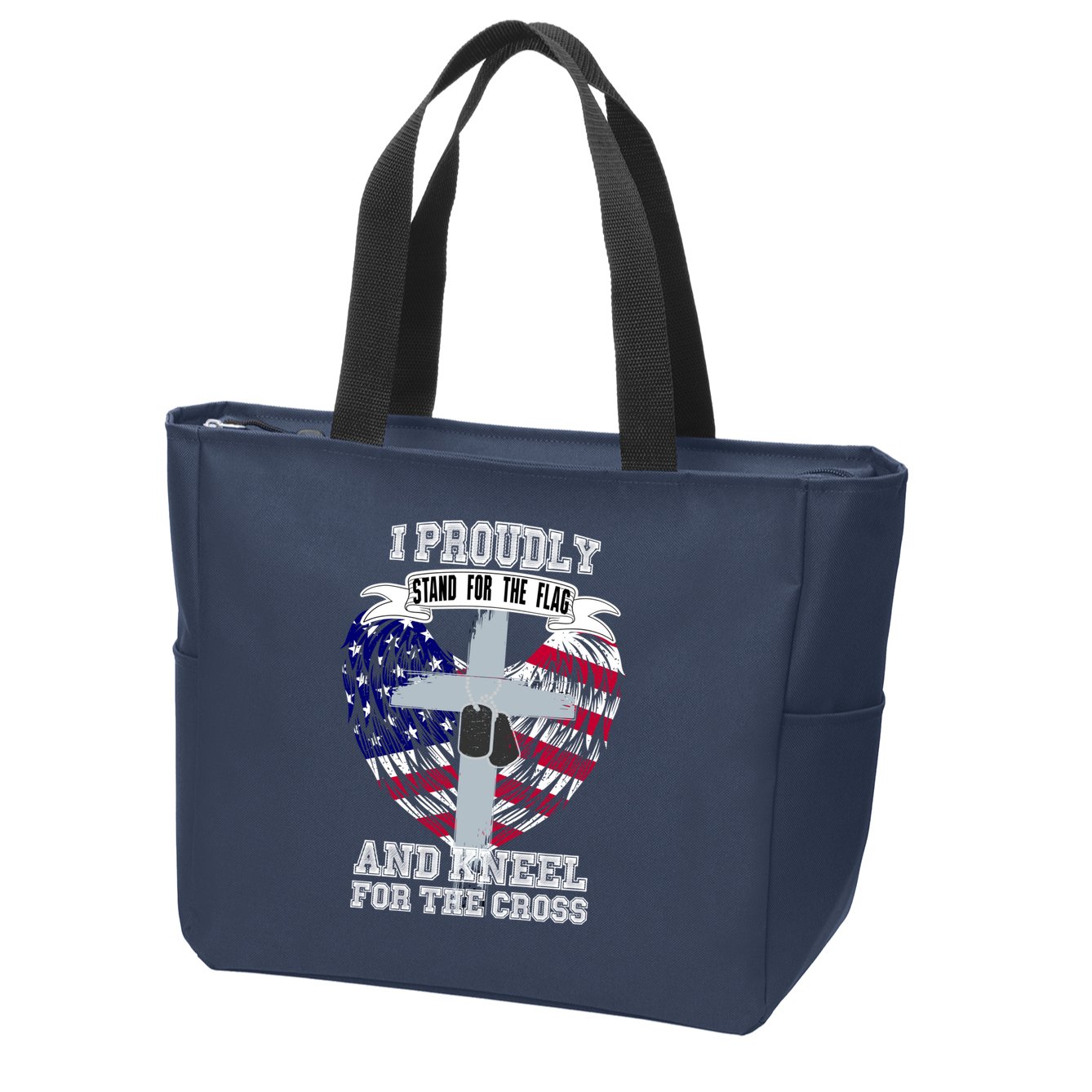 I Proudly Stand For The Flag And Kneel For The Cross Zip Tote Bag