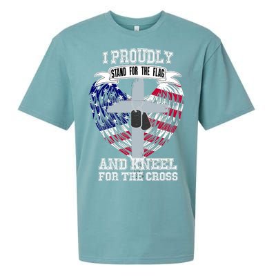 I Proudly Stand For The Flag And Kneel For The Cross Sueded Cloud Jersey T-Shirt