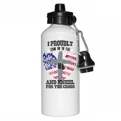 I Proudly Stand For The Flag And Kneel For The Cross Aluminum Water Bottle