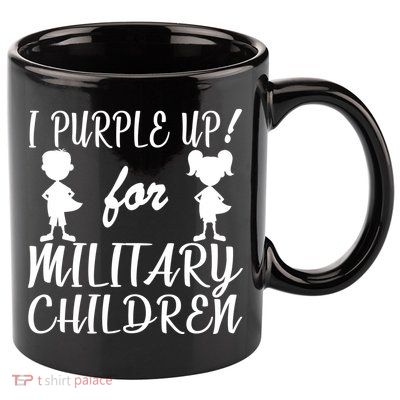 I Purple Up For Military Children Month 11oz C Handle Ceramic Mug