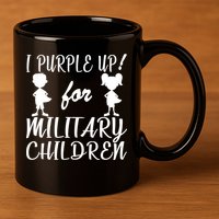 I Purple Up For Military Children Month 11oz C Handle Ceramic Mug