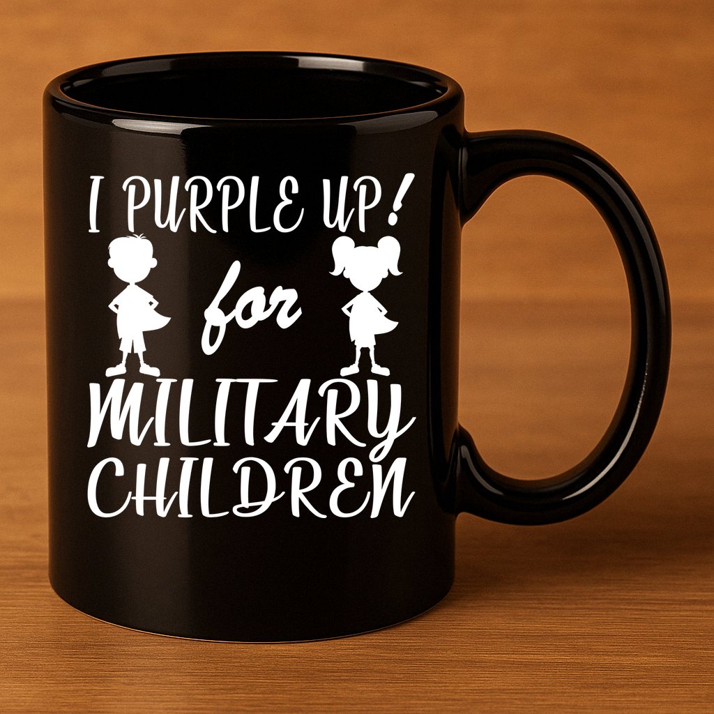 I Purple Up For Military Children Month 11oz C Handle Ceramic Mug