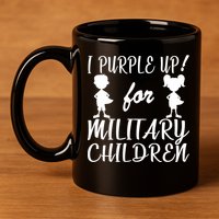 I Purple Up For Military Children Month 11oz C Handle Ceramic Mug
