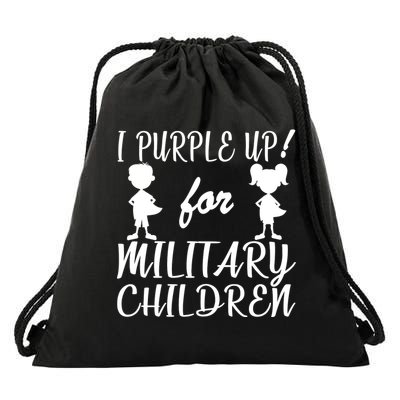 I Purple Up For Military Children Month Drawstring Bag