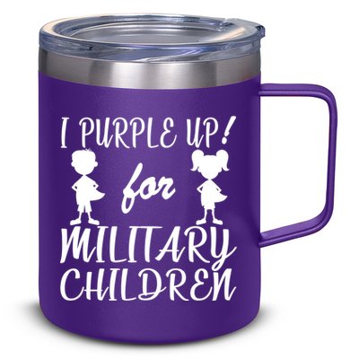 I Purple Up For Military Children Month 12oz Stainless Steel Coffee Mug