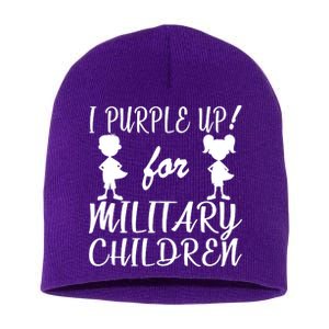 I Purple Up For Military Children Month Short Acrylic Beanie