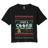 I Put A Cookie In That Oven Ugly Christmas Sweater Crop Top