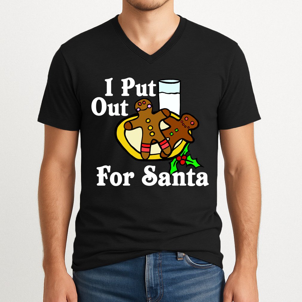I Put Out For Santa Cookies and Milk V-Neck T-Shirt