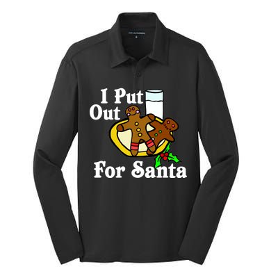 I Put Out For Santa Cookies and Milk Silk Touch Performance Long Sleeve Polo