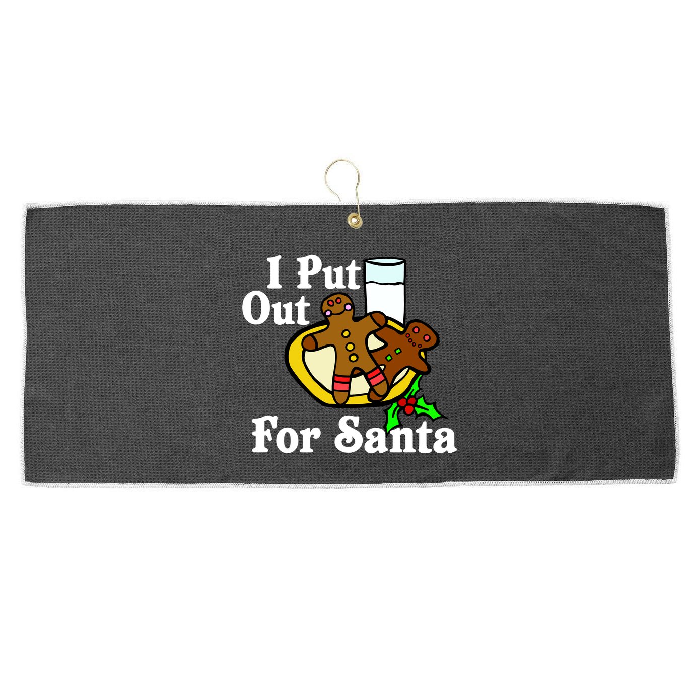 I Put Out For Santa Cookies and Milk Large Microfiber Waffle Golf Towel