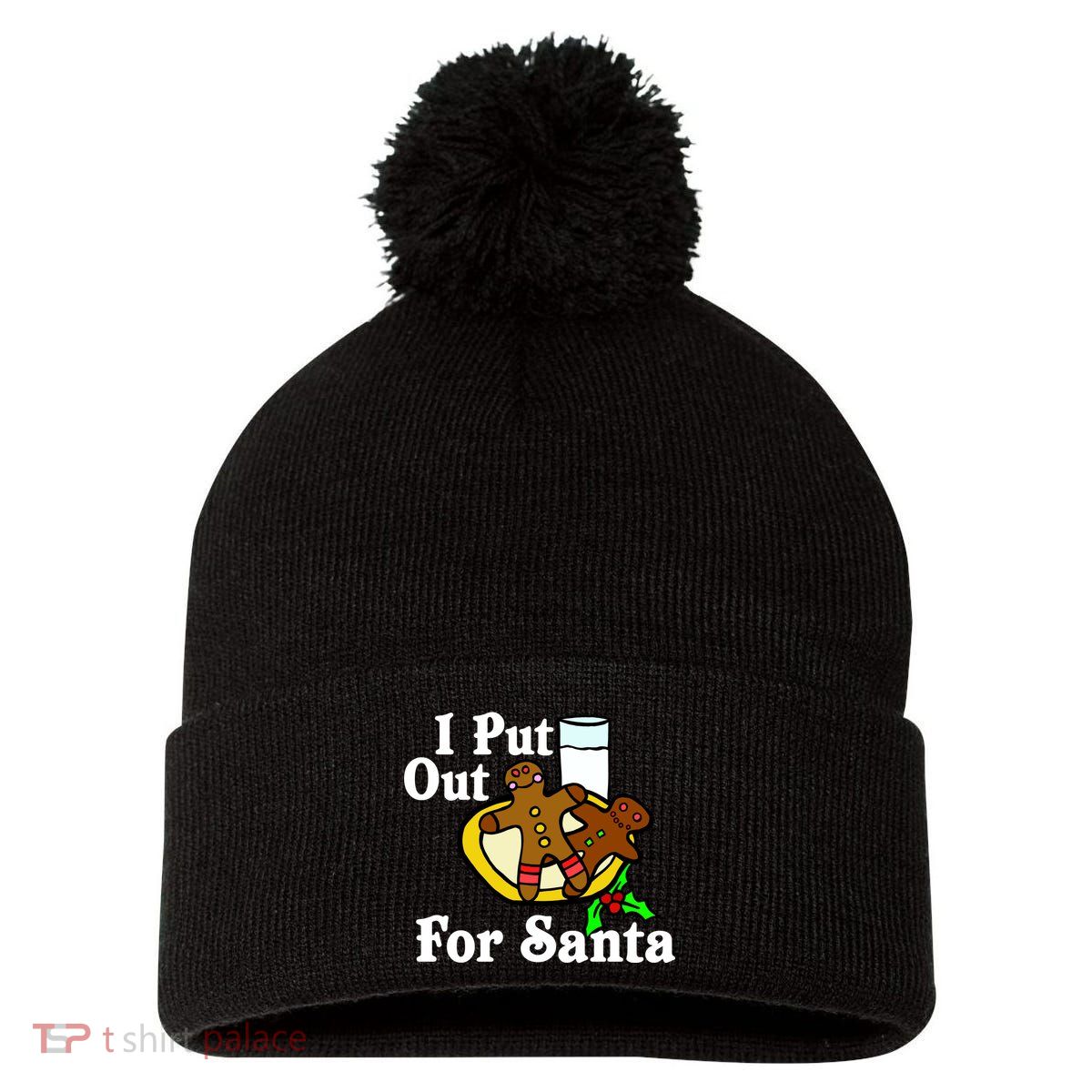 I Put Out For Santa Cookies and Milk Pom Pom 12in Knit Beanie