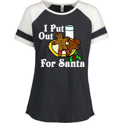 I Put Out For Santa Cookies and Milk Enza Ladies Jersey Colorblock Tee