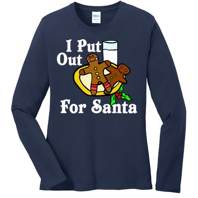 I Put Out For Santa Cookies and Milk Ladies Long Sleeve Shirt