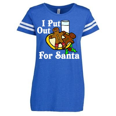 I Put Out For Santa Cookies and Milk Enza Ladies Jersey Football T-Shirt