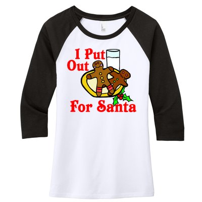 I Put Out For Santa Cookies and Milk Women's Tri-Blend 3/4-Sleeve Raglan Shirt