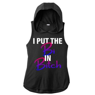 I Put The Bi In Bitch Funny Bisexual Pride Ladies PosiCharge Tri-Blend Wicking Draft Hoodie Tank