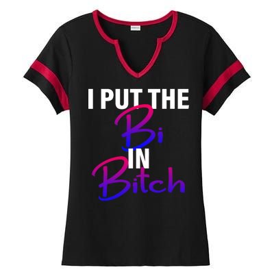 I Put The Bi In Bitch Funny Bisexual Pride Ladies Halftime Notch Neck Tee