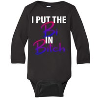 I Put The Bi In Bitch Funny Bisexual Pride Baby Long Sleeve Bodysuit