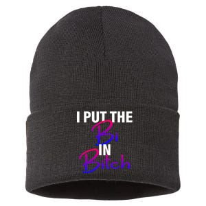 I Put The Bi In Bitch Funny Bisexual Pride Sustainable Knit Beanie