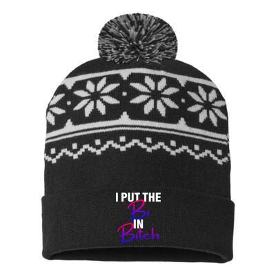 I Put The Bi In Bitch Funny Bisexual Pride USA-Made Snowflake Beanie