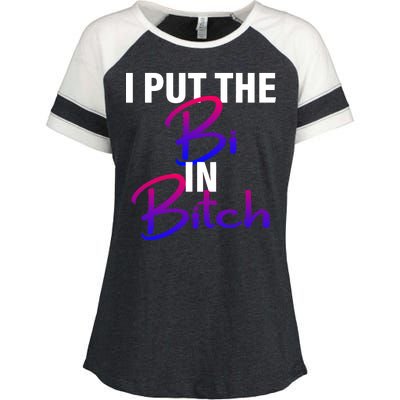 I Put The Bi In Bitch Funny Bisexual Pride Enza Ladies Jersey Colorblock Tee